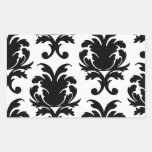 elegant black and white damask rectangular sticker
