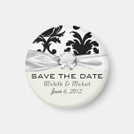 elegant black and white damask refrigerator magnet