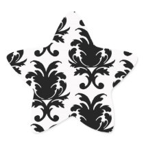 elegant black and white damask star sticker