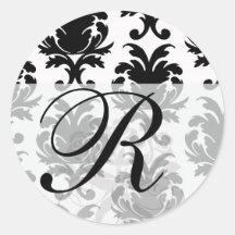 elegant black and white damask stickers