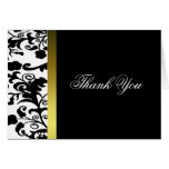 Elegant black and white Damask Thank You Card