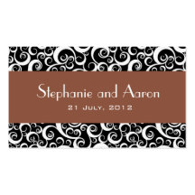Elegant Black and White Damask Wedding Card Business Cards
