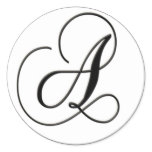 Elegant Black and White Monogram - A Stickers