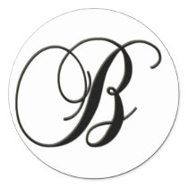 Elegant Black and White Monogram - B - Customized Round Stickers