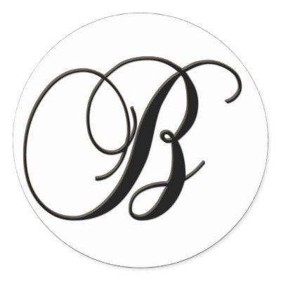 Elegant Black and White Monogram - B - Customized Round Stickers by aslentz