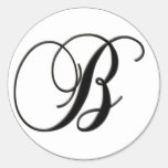 Elegant Black and White Monogram - B - Customized Round Stickers