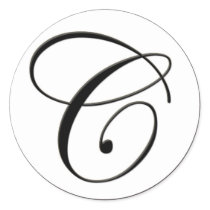 Elegant Black and White Monogram C Sticker