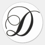 Elegant Black and White Monogram D Stickers