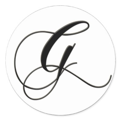 Elegant Black and White Monogram G Sticker by aslentz
