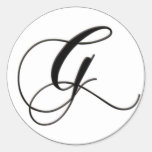 Elegant Black and White Monogram G Sticker