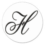 Elegant Black and White Monogram H Sticker
