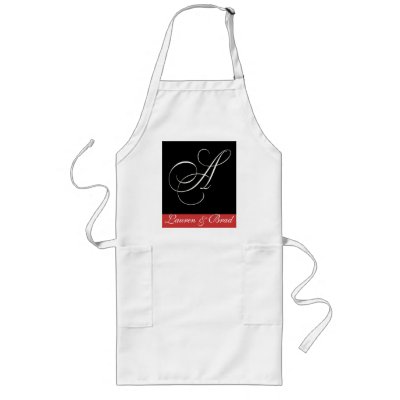 Elegant black and white monogram - initial A Apron by aslentz