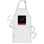 Elegant black and white monogram - initial A aprons