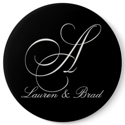 Elegant black and white monogram - initial A Pins by aslentz