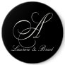 Elegant black and white monogram - initial A Pins