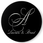 Elegant black and white monogram - initial A buttons