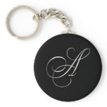 Elegant black and white monogram - initial A Key Chain