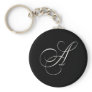 Elegant black and white monogram - initial A Key Chain