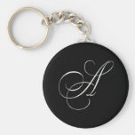Elegant black and white monogram - initial A Key Chain