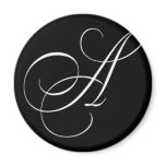 Elegant black and white monogram - initial A Fridge Magnets