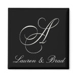 Elegant black and white monogram - initial A Fridge Magnet