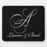 Elegant black and white monogram - initial A Mouse Mats