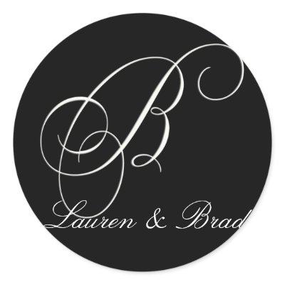 Elegant black and white monogram - initial B Round Stickers by aslentz