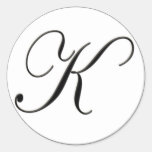 Elegant Black and White Monogram K Sticker