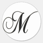 Elegant Black and White Monogram M Stickers
