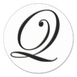 Elegant Black and White Monogram Q Round Stickers