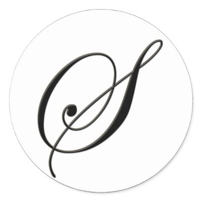 Elegant Black and White Monogram S Round Stickers by aslentz