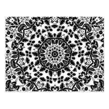 Elegant Black and White Ornate Design Postcard