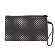 Elegant black and white polka pin dot dots pattern wristlet clutches