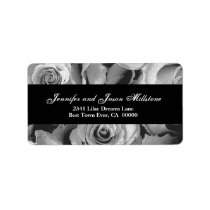 Elegant BLACK and WHITE Roses Wedding Label
