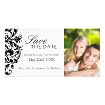 Elegant Black and White Save The Date Photo Card