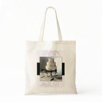 Elegant black and white  wedding cake canvas bags