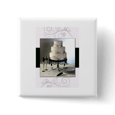 Elegant black and white  wedding cake pins by perfectpostage