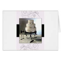 Elegant black and white  wedding cake card