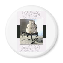 Elegant black and white  wedding cake refrigerator magnet