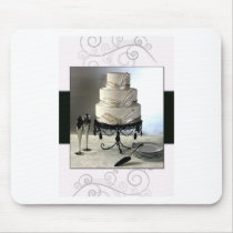 Elegant black and white  wedding cake mousepads