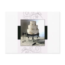 Elegant black and white  wedding cake post cards