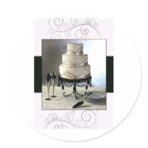 Elegant black and white  wedding cake stickers