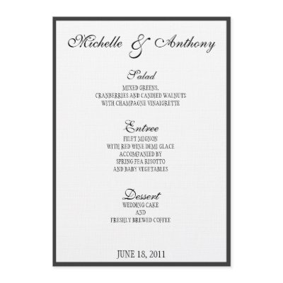 Elegant Black Border Wedding Menu by OrchardGreetings