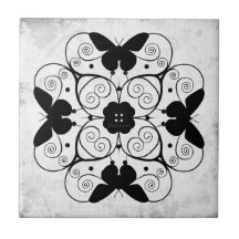 elegant black butterfly scroll work ceramic tiles
