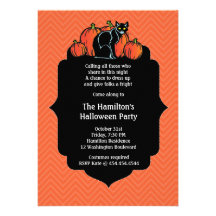 Elegant Black Cat Halloween Party Invitation