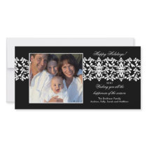 Elegant Black Damask Lace Christmas Photo Card