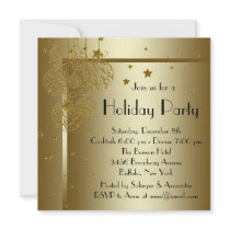 Elegant Black Gold Christmas Party Invitations