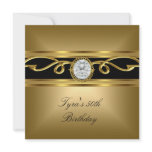 Elegant Black Gold Diamond Jewel 50th Birthday Custom Invitations