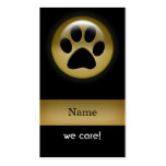 elegant black gold paw print pet Business Card