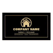 Elegant Black & Gold Professional Real Estate cartes professionnelles